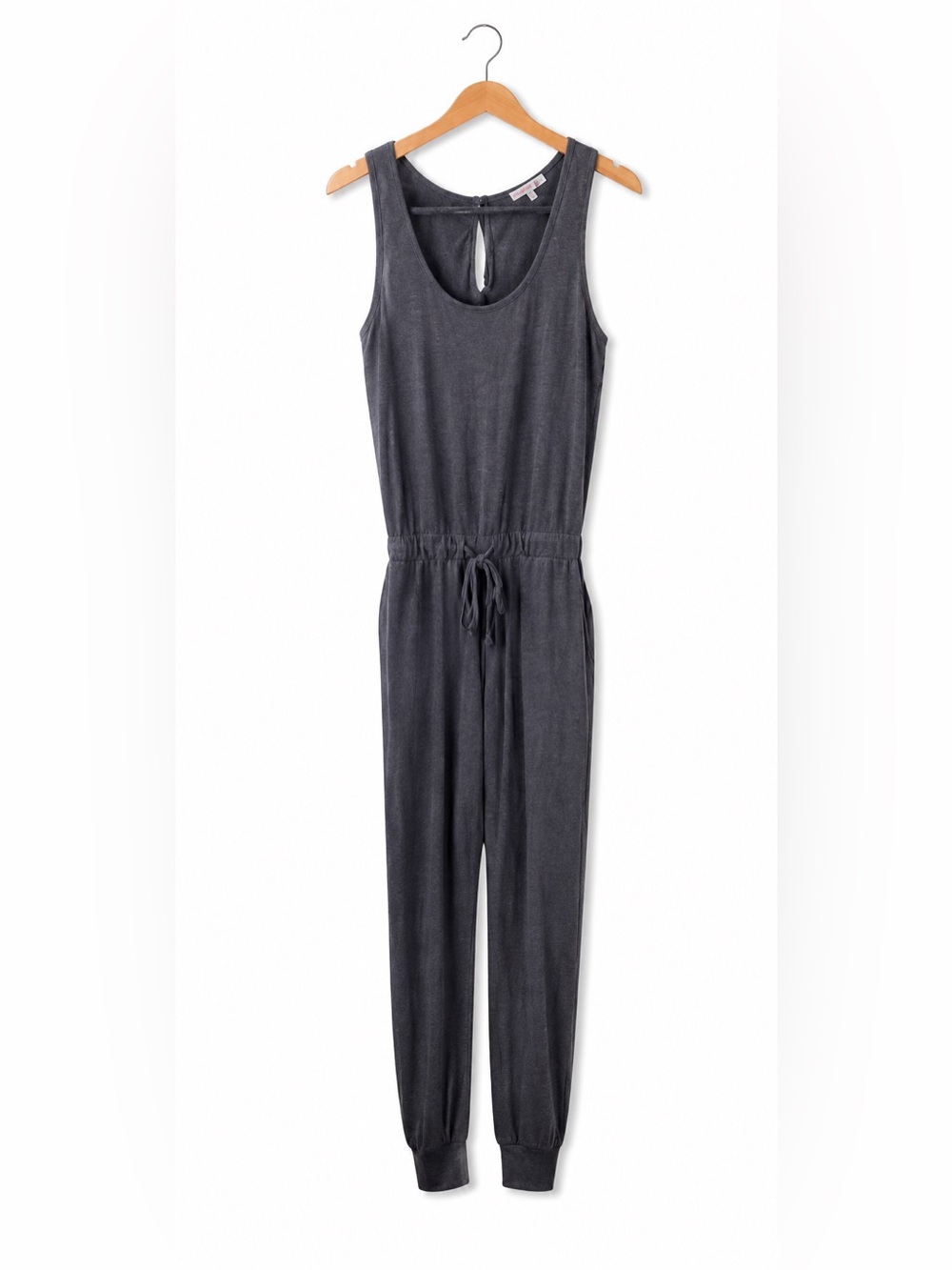 Sundry Charcoal Gray Sleeveless Knit Jumpsuit Drawstring Waist Jogger XS